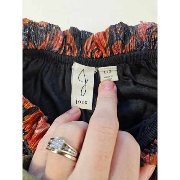 Joie size L retro floral lined ruched buttom chiffon semi Sheer long sleeves EUC - Picture 6 of 8